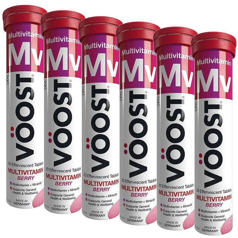 6x VOOST Multivitamin Berry Effervescent Tablets 20  - Makeup Warehouse Australia