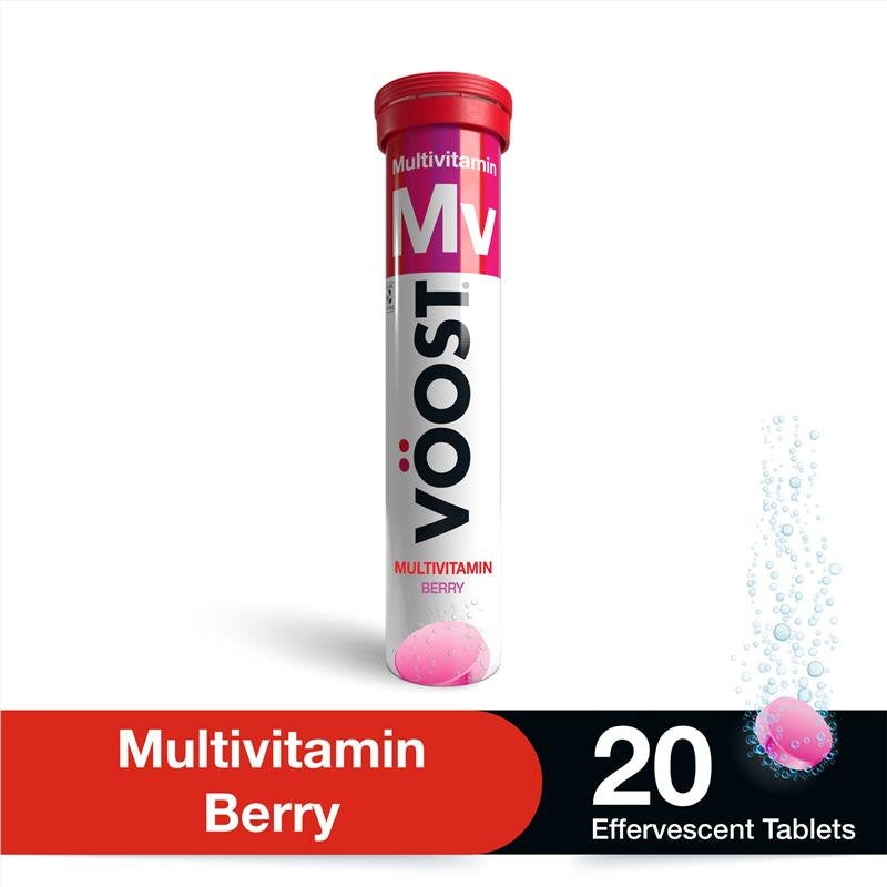 6x VOOST Multivitamin Berry Effervescent Tablets 20  - Makeup Warehouse Australia