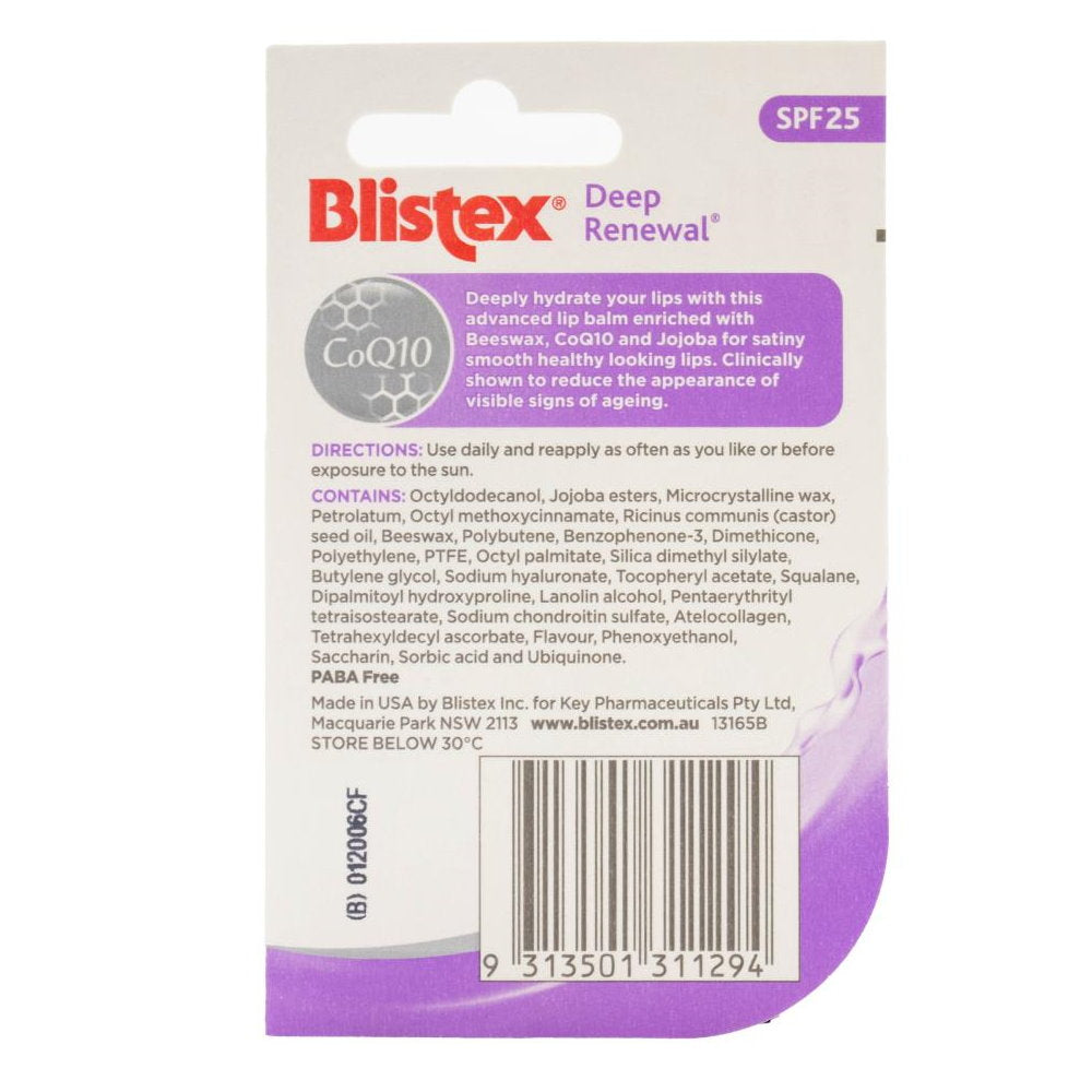 12x Blistex Deep Renewal Spf15 Renew & Hydrate Advanced Hydration 3.7g