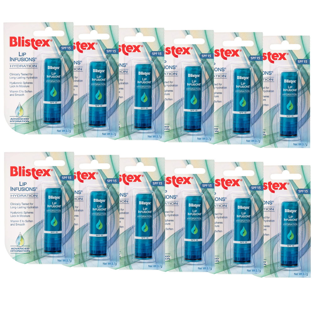 12x Blistex Lip Infusions Spf15 Hydration 3.7g