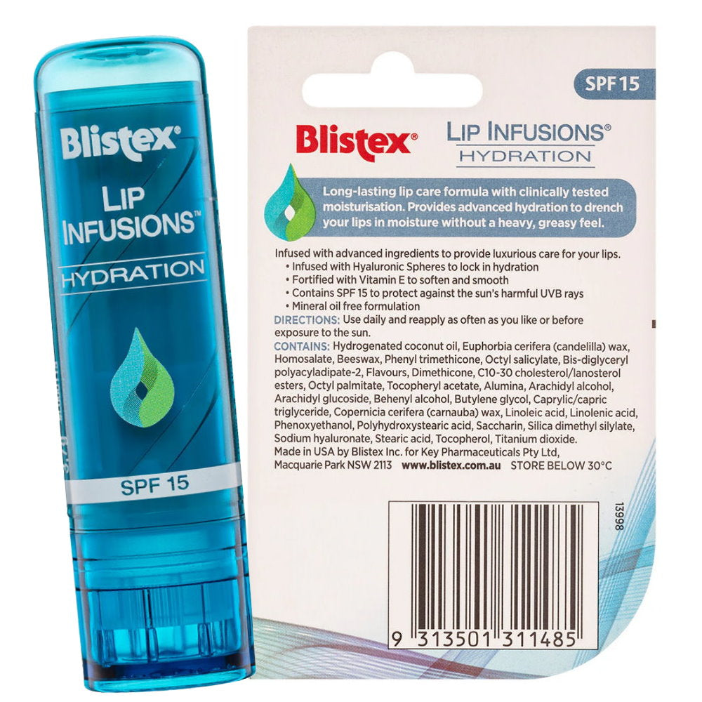 12x Blistex Lip Infusions Spf15 Hydration 3.7g