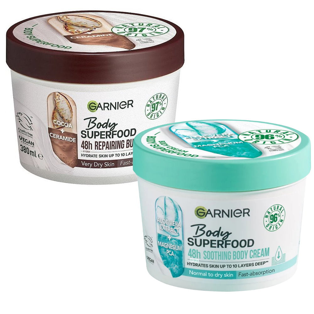 2pk SET Garnier Body Superfood Aloe Vera plus Cocoa Body Cream 380mL