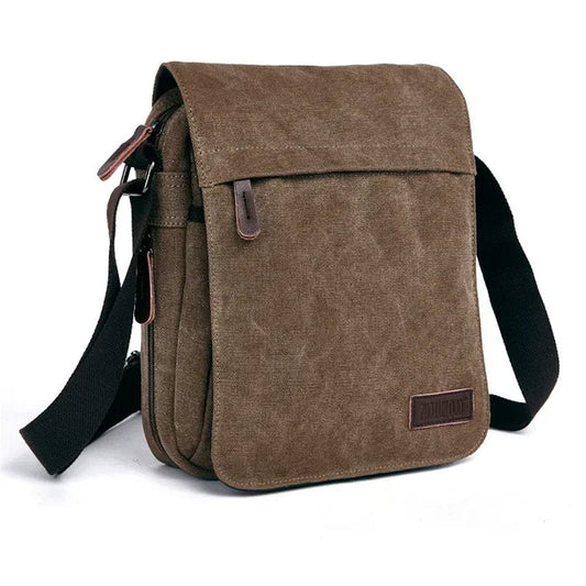 OSKA Men's Casual Canvas Shoulder Bag Coffee - Makeup Warehouse Australia