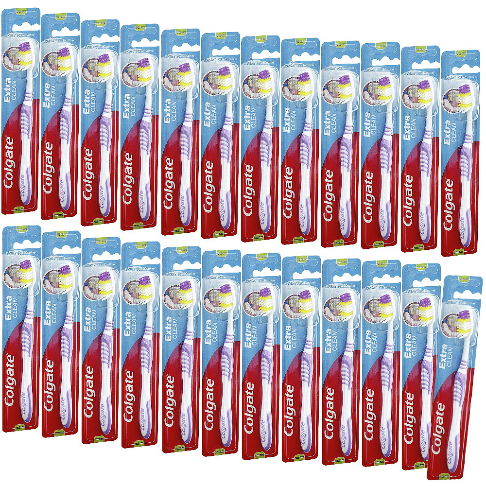 24x COLGATE Extra Clean Toothbrush MEDIUM BRISTLE ~ Oral Dental