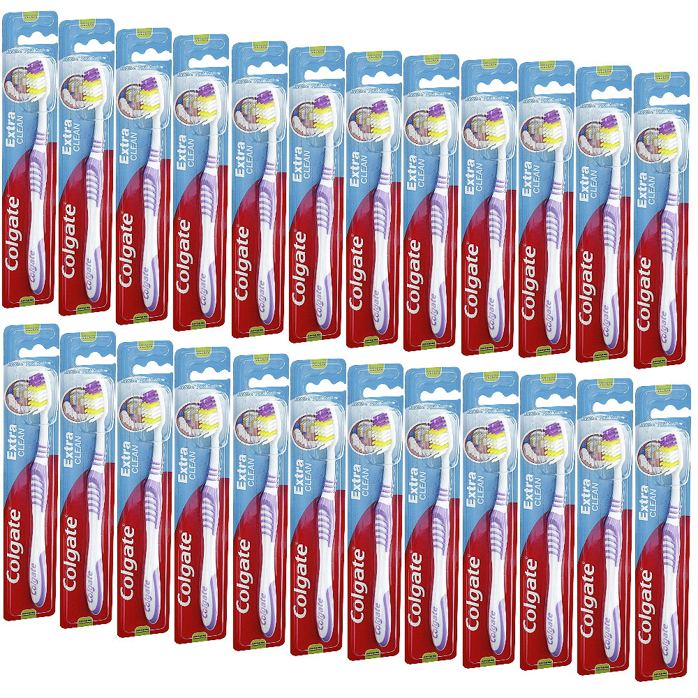 24x COLGATE Extra Clean Toothbrush MEDIUM BRISTLE ~ Oral Dental