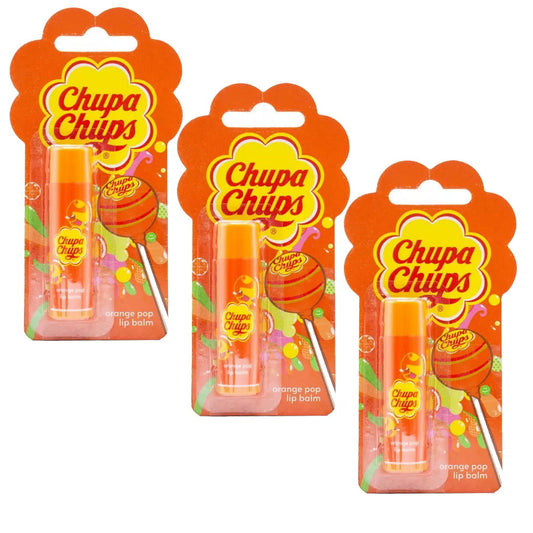 3x Chupa Chups Lip Balm Orange Pop