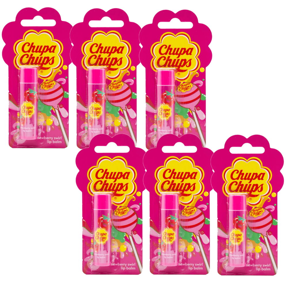 6x Chupa Chups Lip Balm Strawberry Swirl