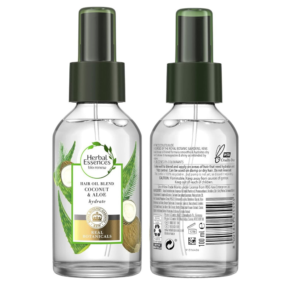 Shop Online 3x Herbal Essences Hair Oil Blend Coconut & Aloe Hydrate 100ml - Makeup Warehouse Australia