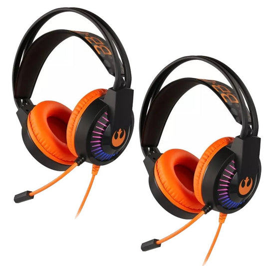 2x Disney Star Wars Gaming Headset with Microphone Black Orange
