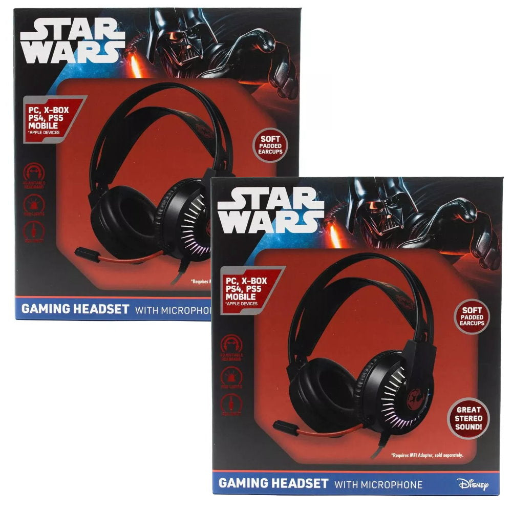 2x Disney Star Wars Gaming Headset with Microphone Black Red