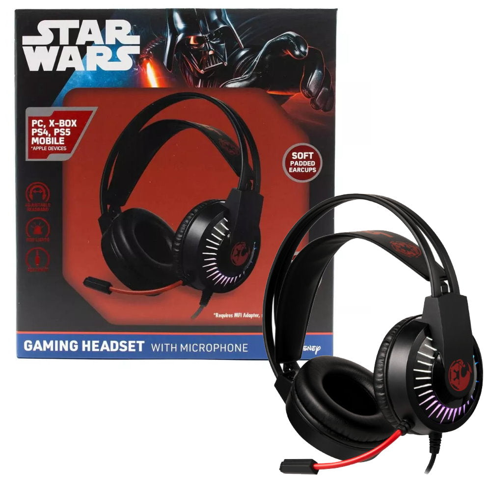 2x Disney Star Wars Gaming Headset with Microphone Black Red