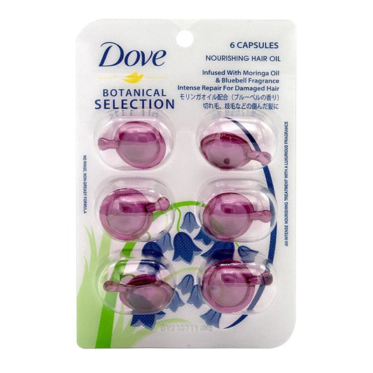 24x Dove Botanical Selection Nourishing Hair Oil Infused With Moringa Oil & Bluebell Fragrance 6 Capsules x 1ml