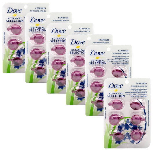 6x Dove Botanical Selection Nourishing Hair Oil Infused With Moringa Oil & Bluebell Fragrance 6 Capsules x 1ml