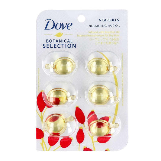 6x Dove Botanical Selection Nourishing Hair Oil Infused With Rosehip Oil 6 Capsules x 1ml