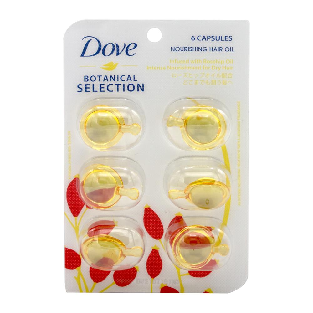 Dove Botanical Selection Nourishing Hair Oil Infused With Rosehip Oil 6 Capsules x 1ml