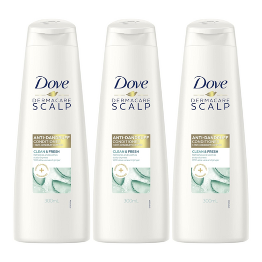 3x Dove Dermacare Scalp Anti-Dandruff Conditioner Clean & Fresh 300ml