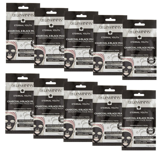 10x Dr. LeWinn's Charcoal and Black Pearl Detoxifying Face Sheet Mask 20mL