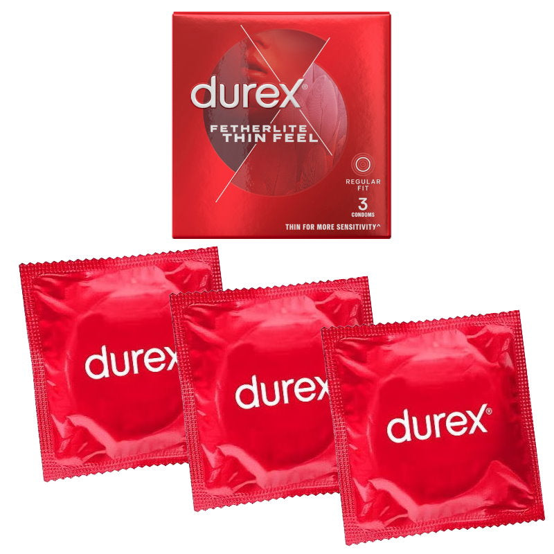 12x Durex Thin Feel Regular Fit Lubricated Condoms Pack of 3