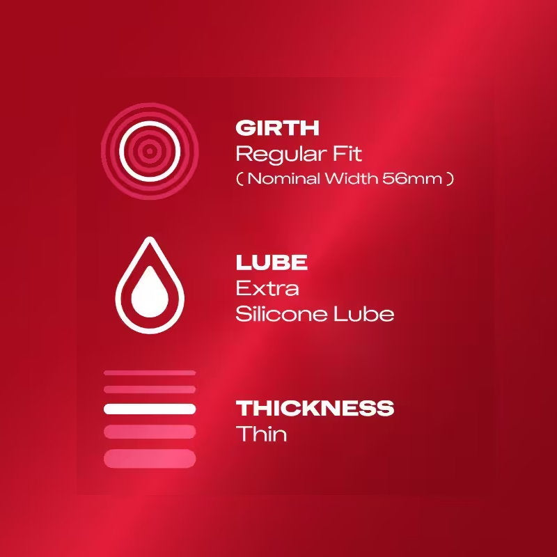 12x Durex Thin Feel Regular Fit Lubricated Condoms Pack of 3