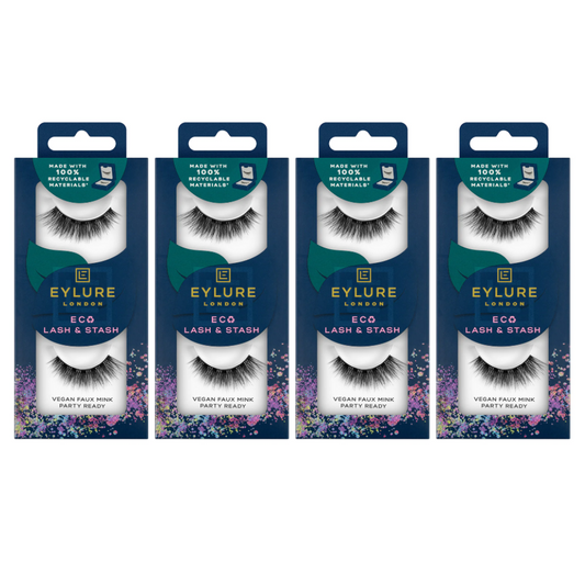 4x Eylure London Lash & Stash Vegan Faux Mink Party Ready