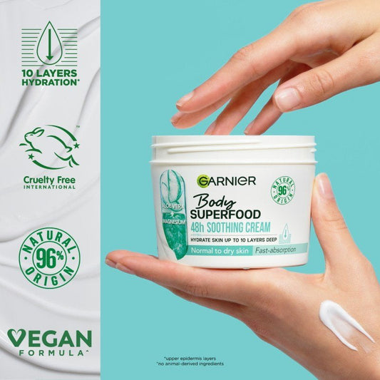 6x Garnier Body Superfood Aloe Vera & Magnesium Body Cream 380ml