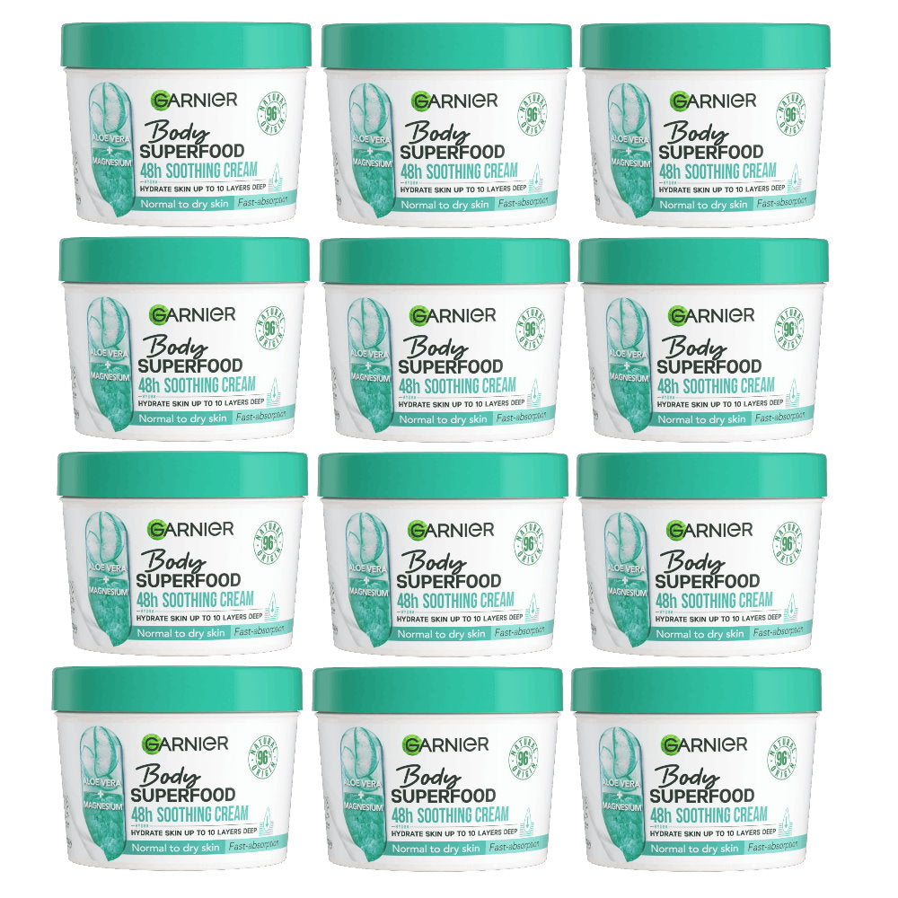 12x Garnier Body Superfood Aloe Vera & Magnesium Body Cream 380ml