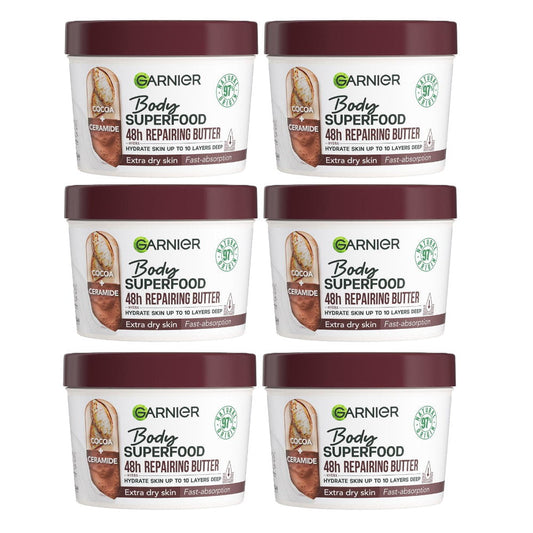 6x Garnier Body Superfood Cocoa & Ceramide Body Cream 380ml