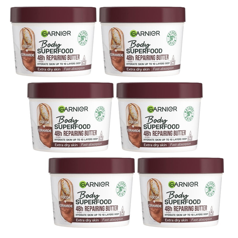 6x Garnier Body Superfood Cocoa & Ceramide Body Cream 380ml