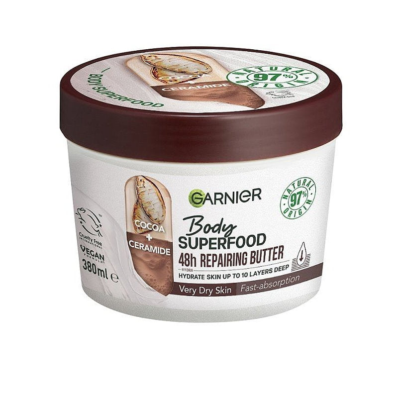 6x Garnier Body Superfood Cocoa & Ceramide Body Cream 380ml