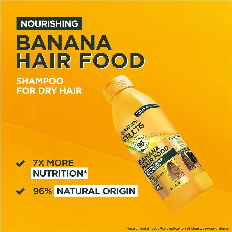 6x Garnier Fructis Hair Food Nourishing Banana Shampoo For Dry Hair 350ml