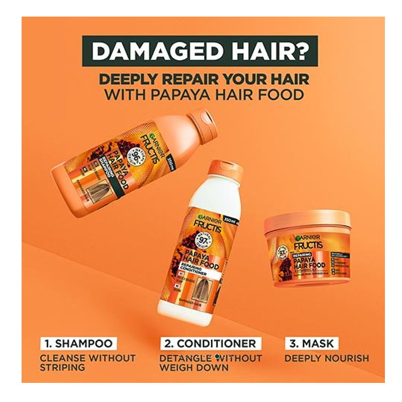 6x Garnier Fructis Hair Food Nourishing Papaya Shampoo For Dry Hair 350ml