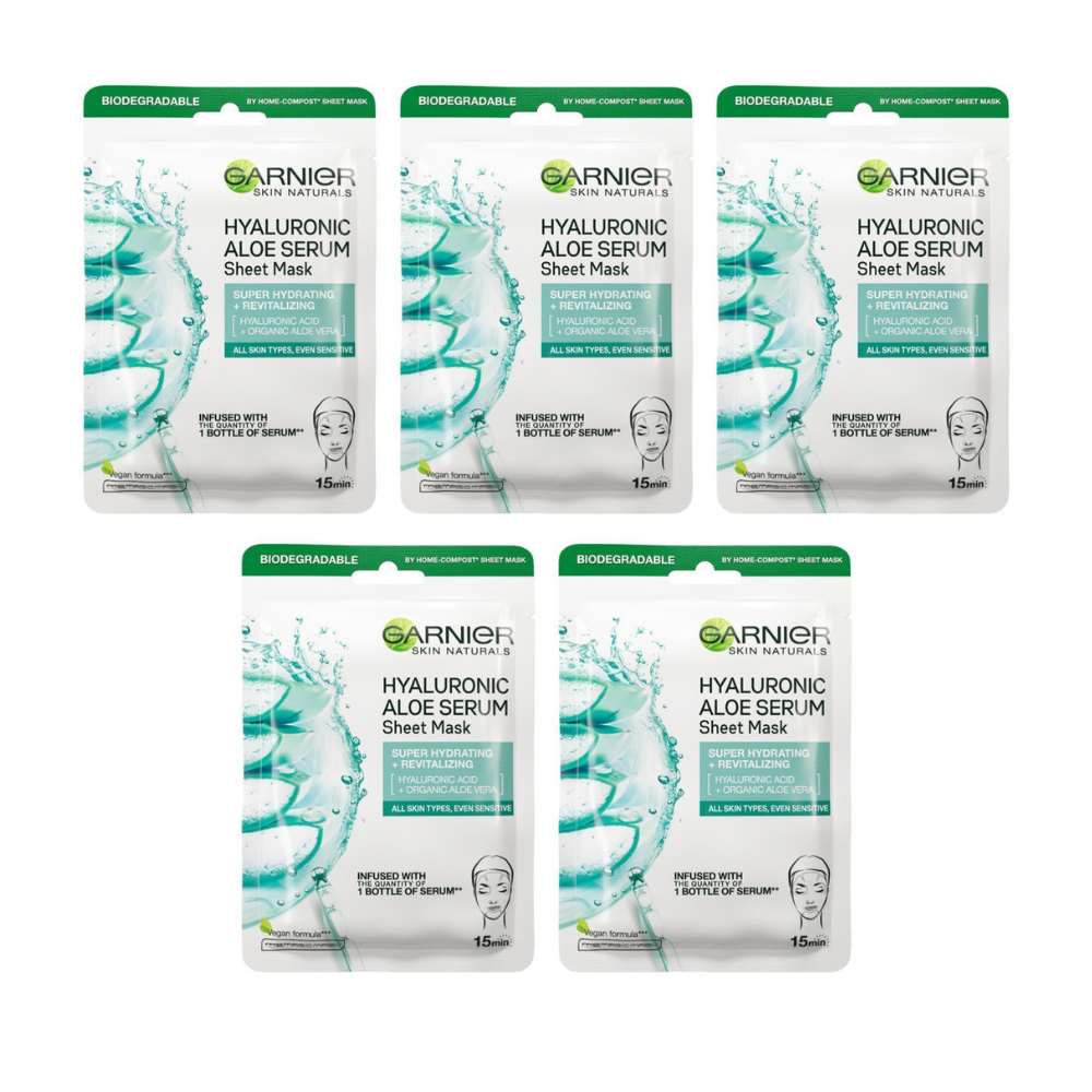 10x Garnier Hydra Bomb Hyaluronic Aloe Vera Serum Sheet Mask 1 x 28g