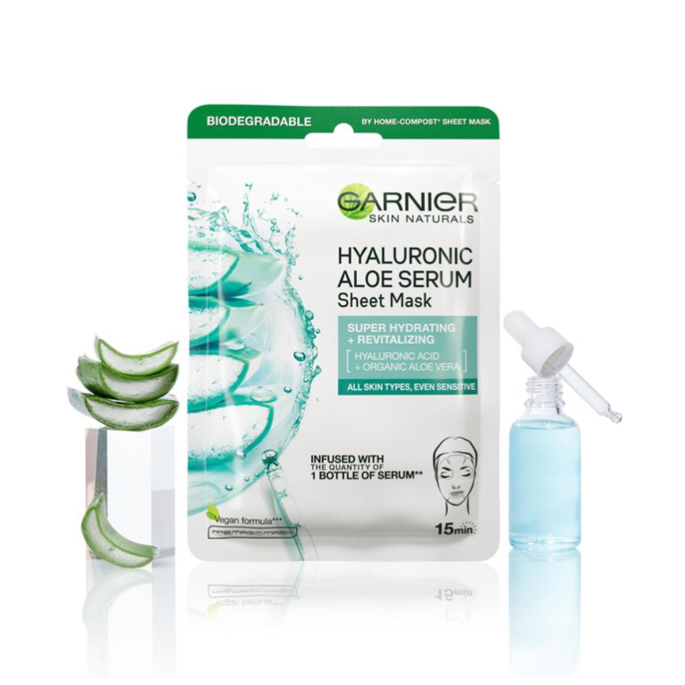 5x Garnier Hydra Bomb Hyaluronic Aloe Vera Serum Sheet Mask 1 x 28g