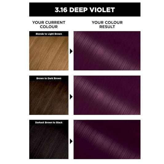 3x Garnier Olia Permanent Hair Colour 3.16 Deep Violet