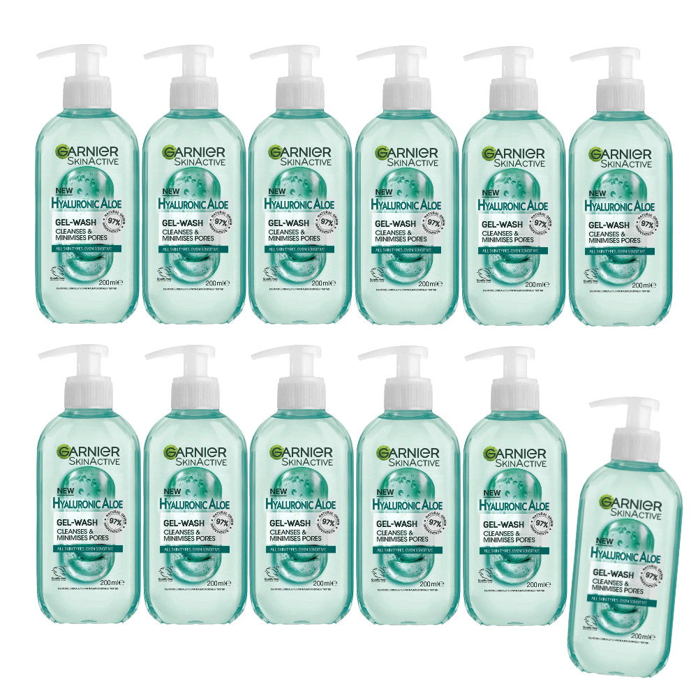 12x Garnier Skin Active Hyaluronic Aloe Gel Cleanser 200ml