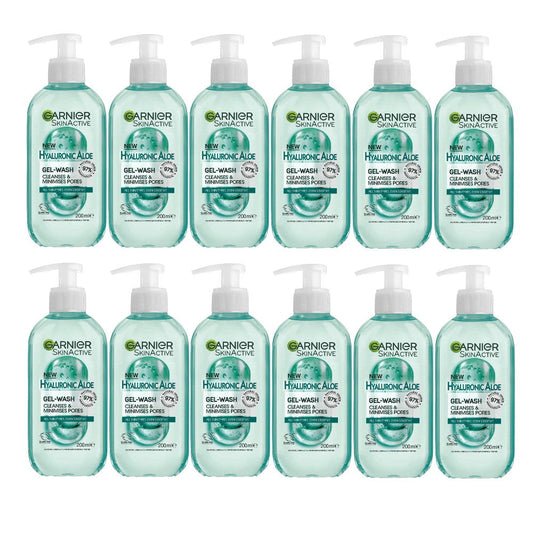 12x Garnier Skin Active Hyaluronic Aloe Gel Cleanser 200ml