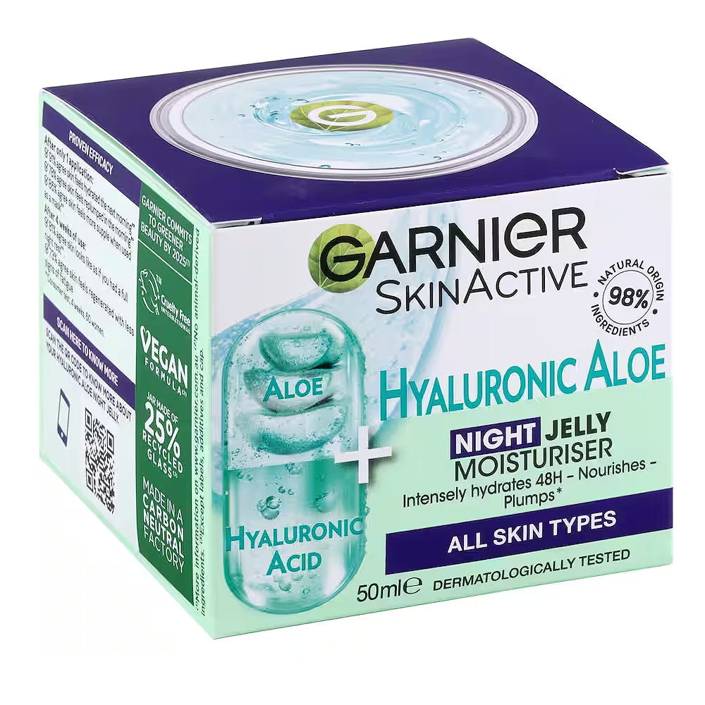 12x Garnier Skin Active Hyaluronic Aloe Hydrating Night Jelly Moisturiser 50ml