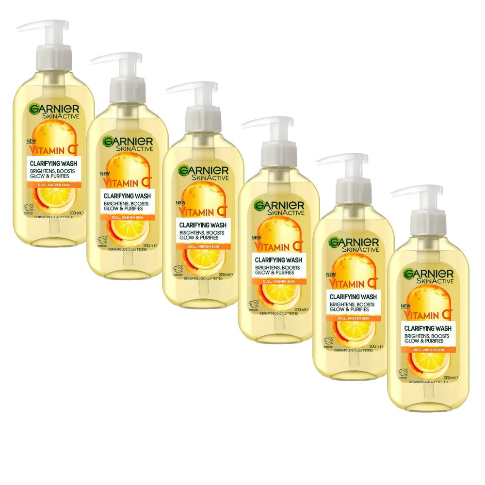 6x Garnier Skin Active Vitamin C Brightening Gel Cleanser 200ml