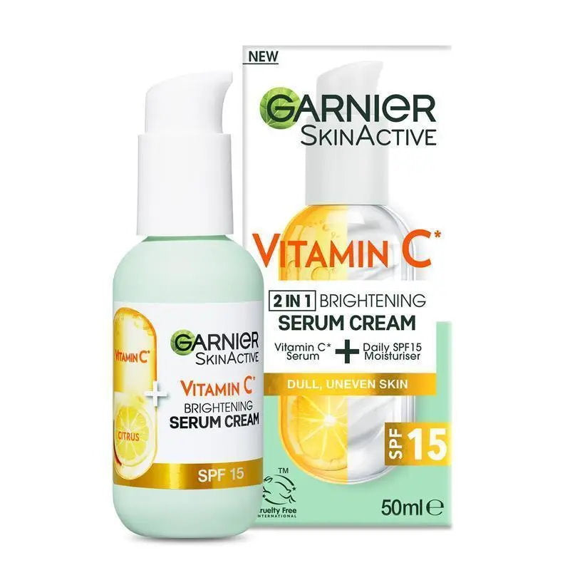 6x Garnier Skin Active Vitamin C 2 in 1 Brightening Serum Cream SPF15 50ml
