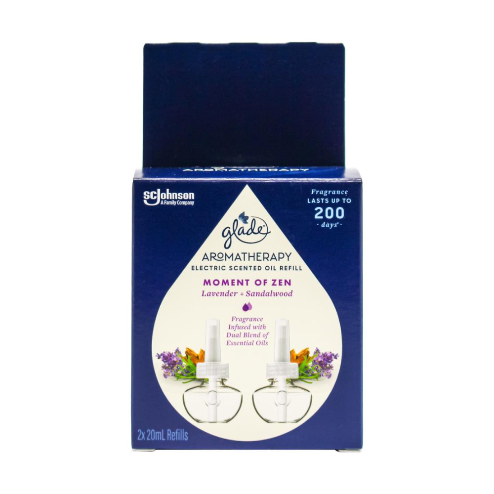 4x Glade Aromatherapy Electric Scented Oil Refill Lavender and Sandalwood 2 x 20ml