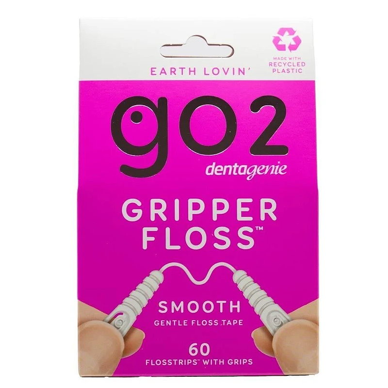 6x Go2 Dentagenie Gripper Smooth Dental Floss - 60 Flosstrips with Grips