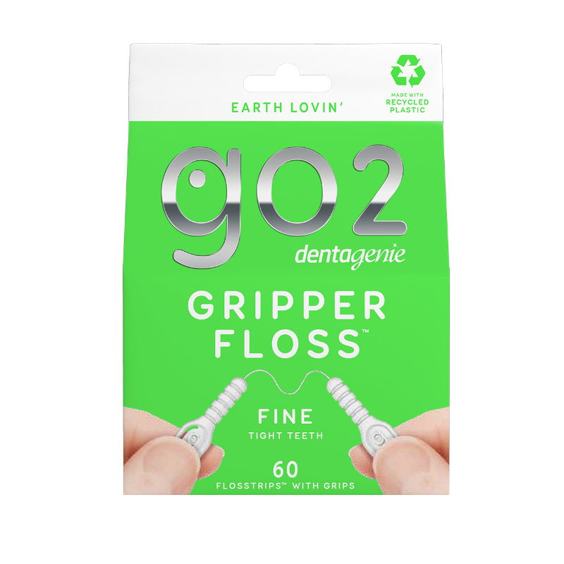6x Go2 Dentagenie Gripper Dental Floss Fine - 60 Flosstrips with Grips