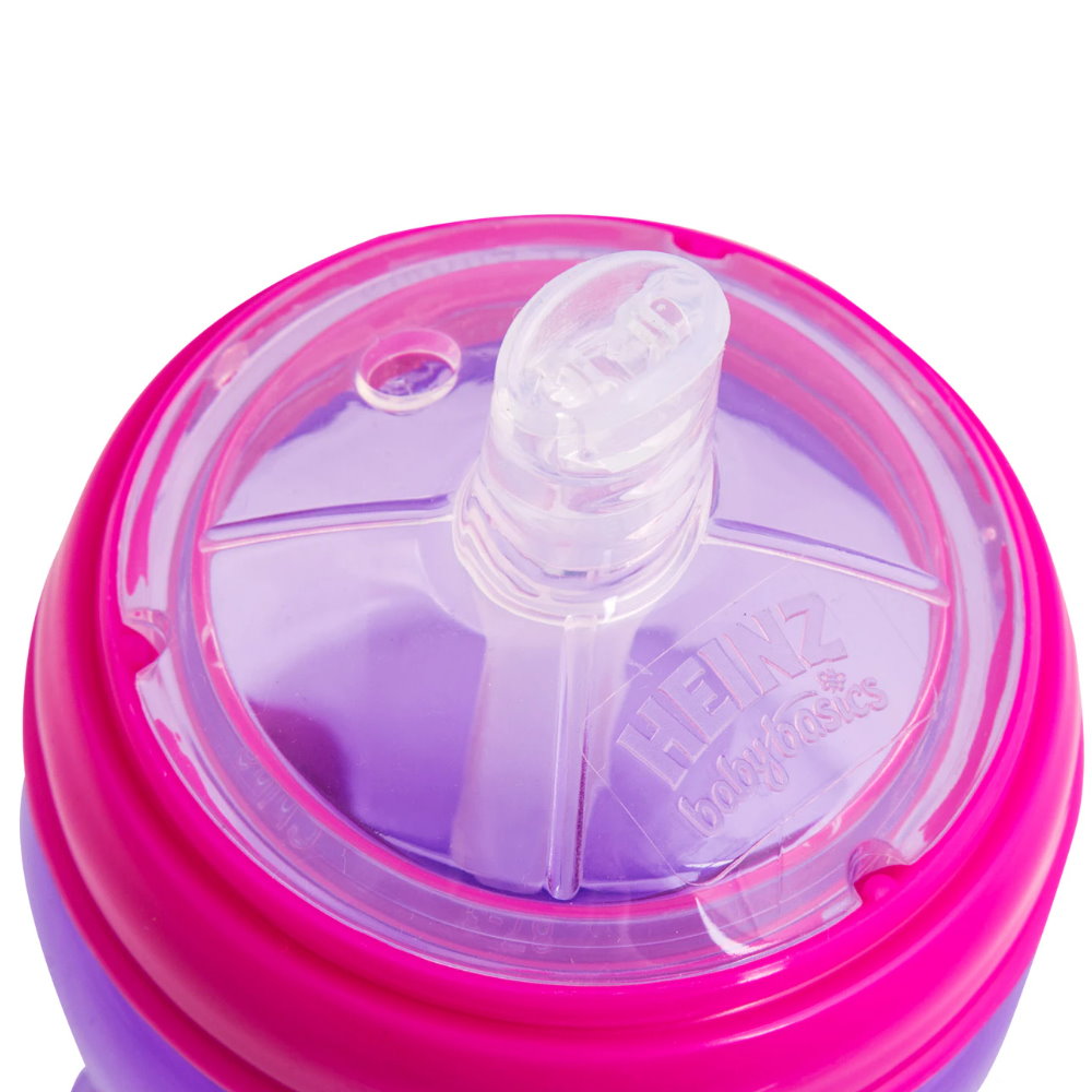 Heinz Baby Basics Gripper Straw Cup Pink and purple 12m+ 440ml - Makeup Warehouse Australia