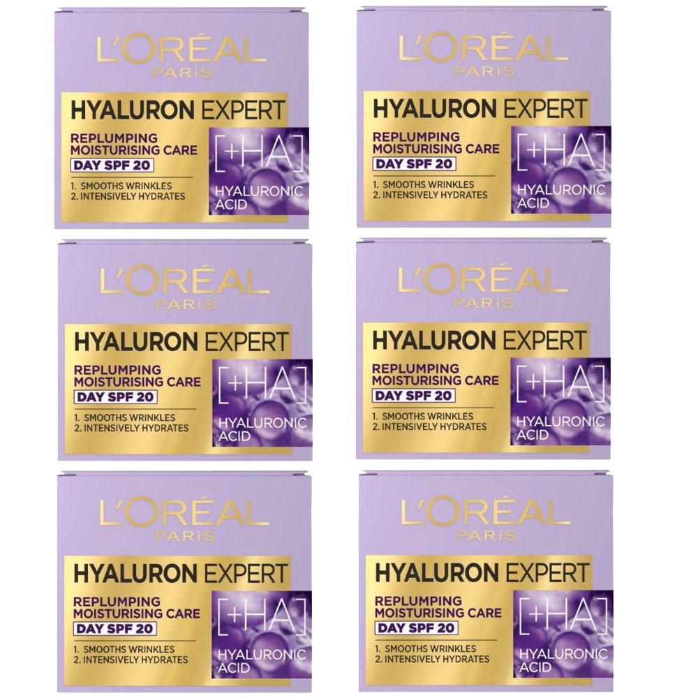 6pk LOreal Hyaluron Expert Replumping Moisturising Day Cream spf20 50ml - Buy Online in Australia