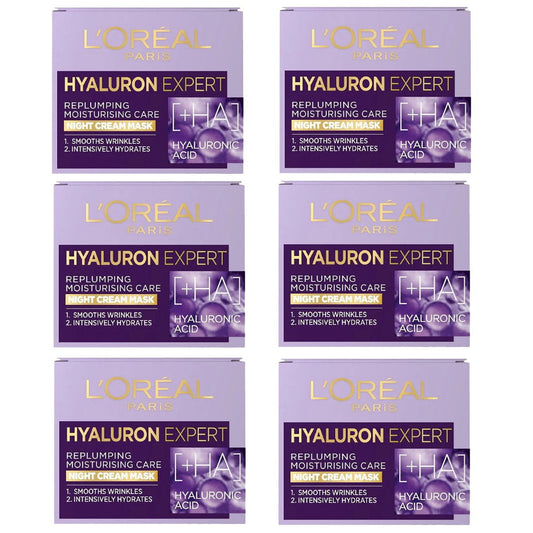 6pk LOreal Hyaluron Expert Replumping Moisturising Night Cream Mask spf20 - Makeup Australia Online