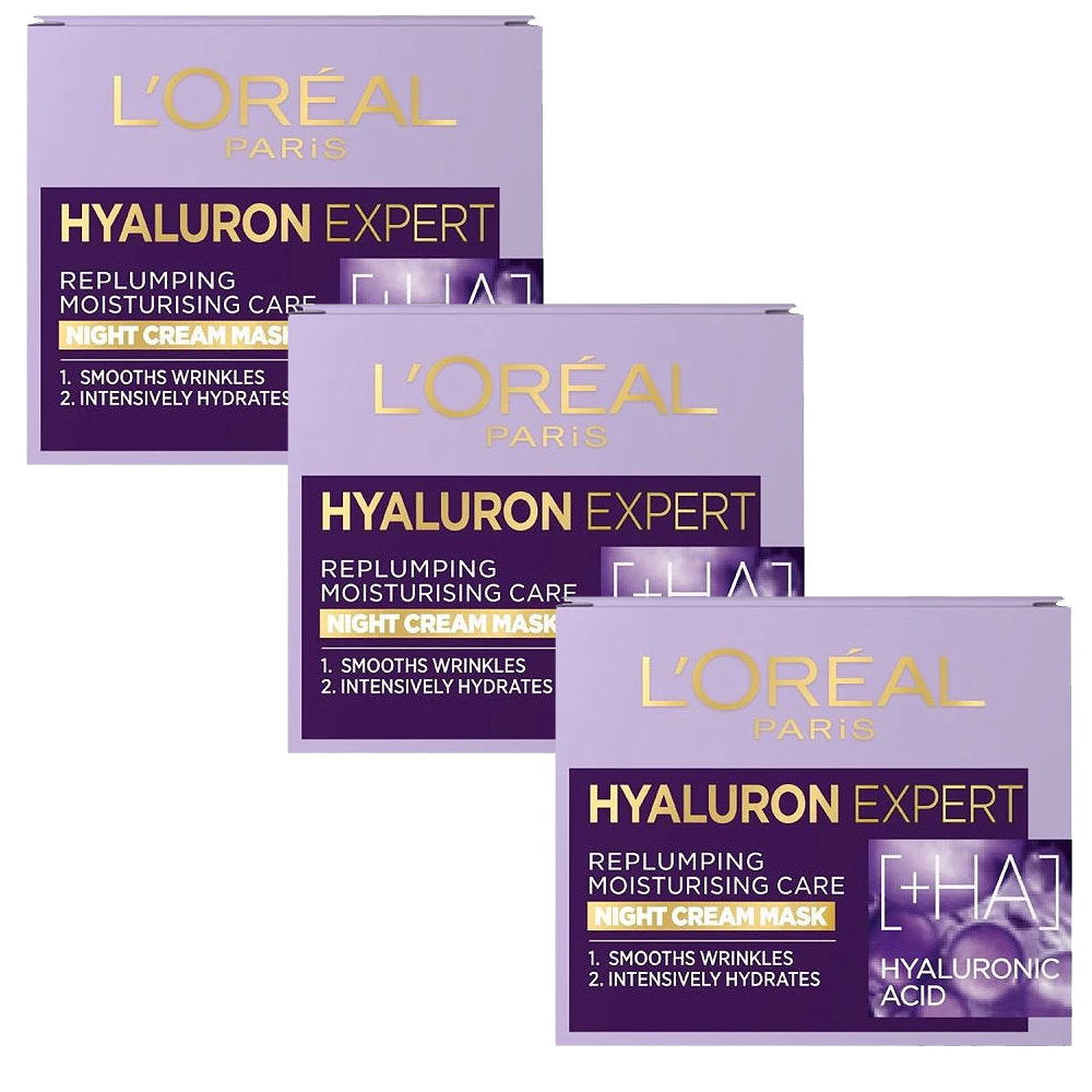 3pk LOreal Hyaluron Expert Replumping Moisturising Night Cream Mask spf20 - Makeup Australia Buy Now