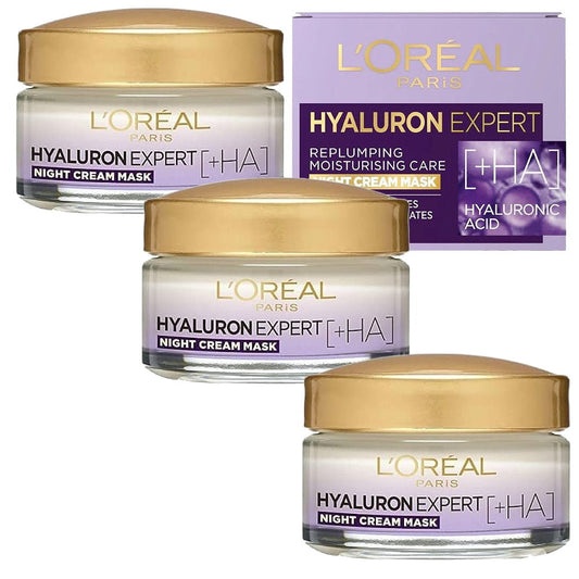 3pk LOreal Hyaluron Expert Replumping Moisturising Night Cream Mask spf20 - Makeup Australia Buy Now