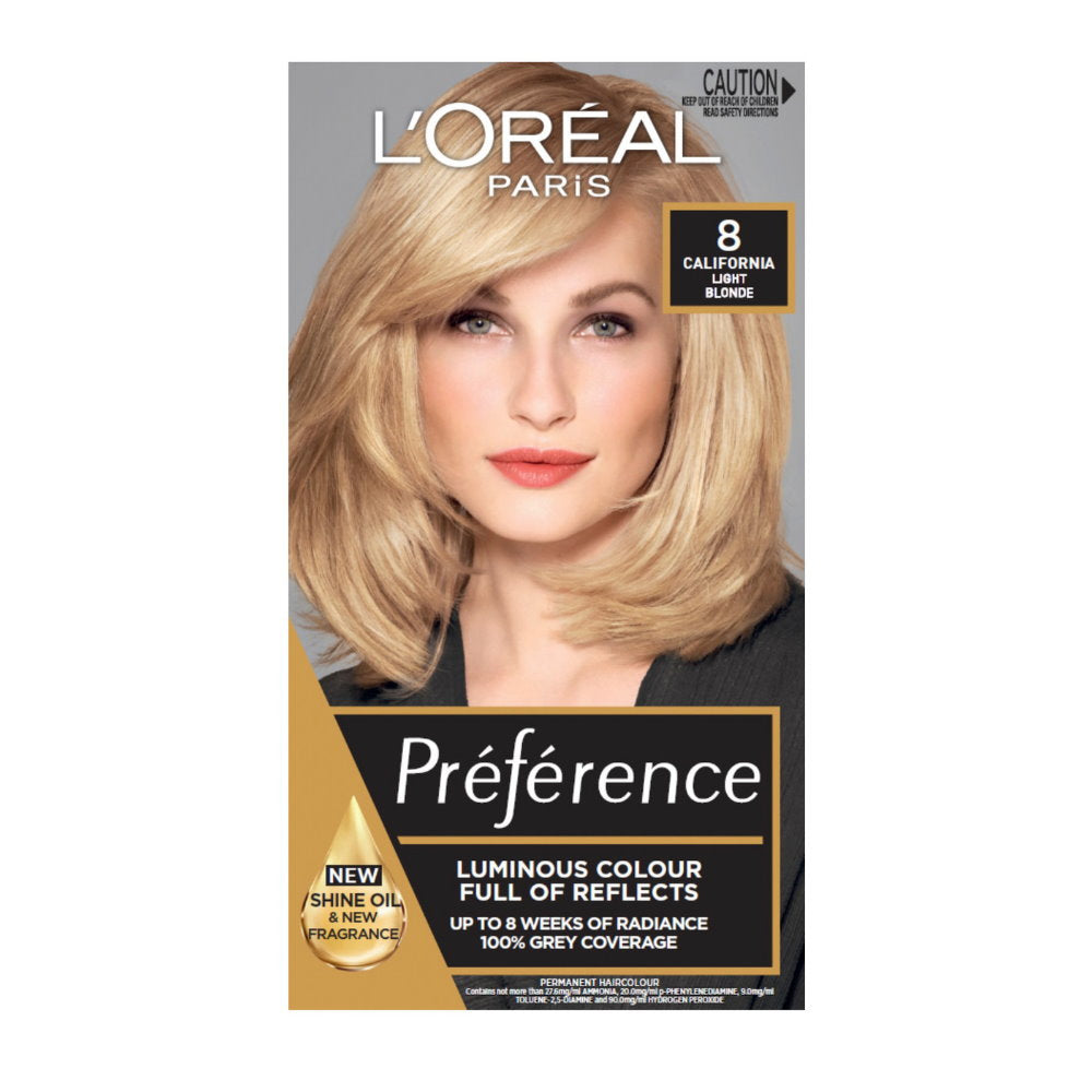 3x L'Oreal Paris Preference Permanent Hair Colour 8 California Light Blonde