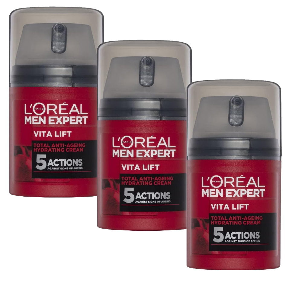 3pk LOreal Men Expert Vita Lift 5 Actions with French Vine Extract 50mL - Makeup Australia Shop Now