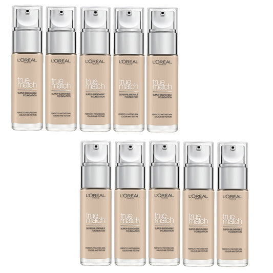 10x L'Oreal Paris True Match Super Blendable Liquid Foundation 30ml 1C Rose Ivory